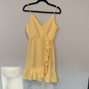 Altar'd State Yellow Wrap Mini Dress